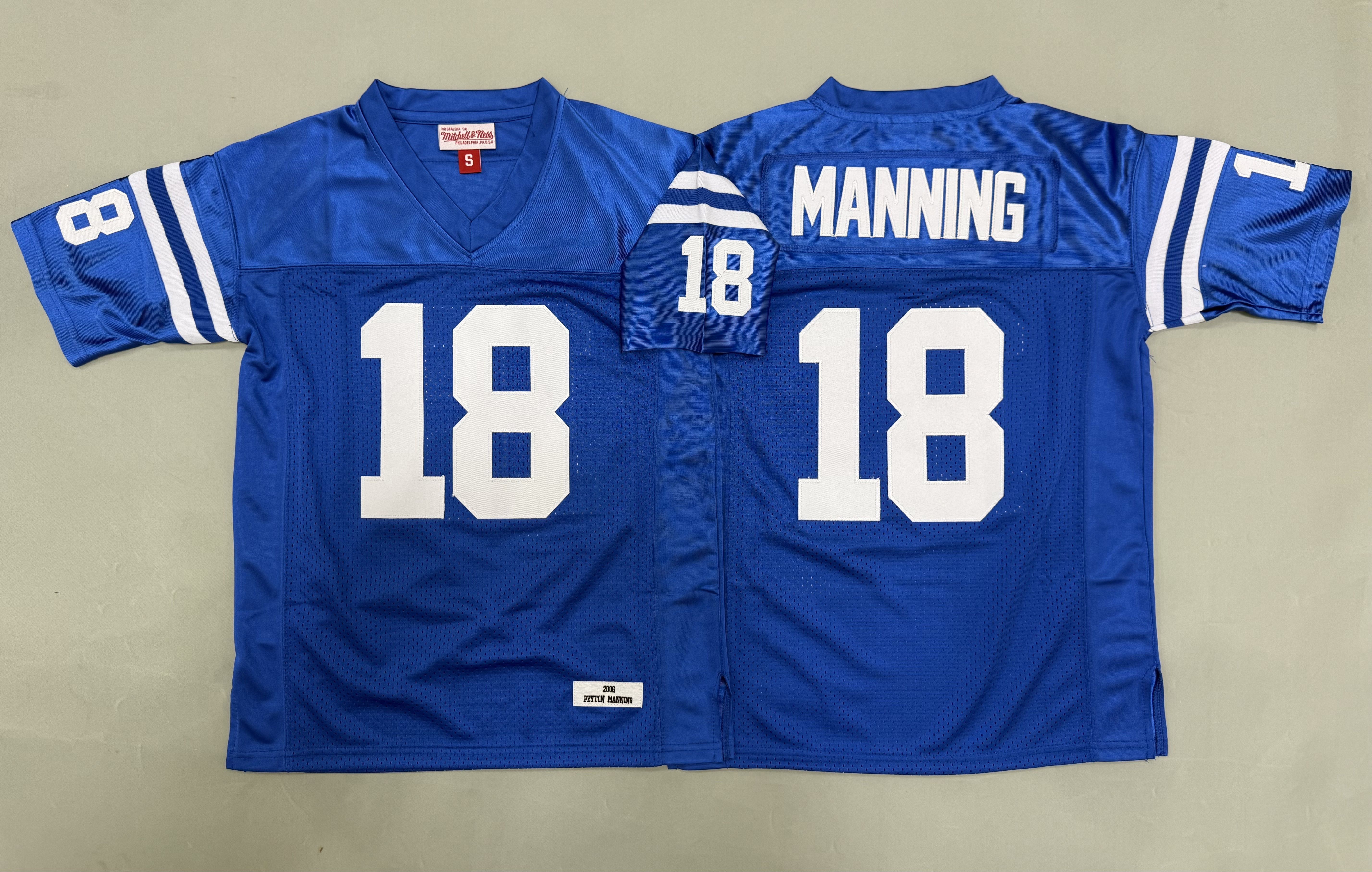 Youth 2026 Indianapolis Colts #18 Manning Blue Throwback Limited NFL Jersey style 01